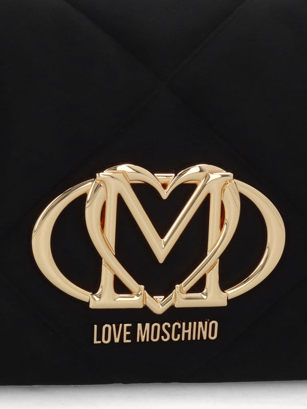 Heart Logo Quilted Pillow Velour Nero Cross-Body Bag