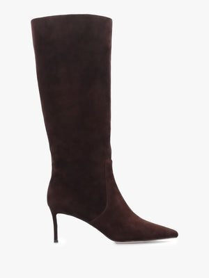 Saffia Brown Suede Slim Heel Knee Boots