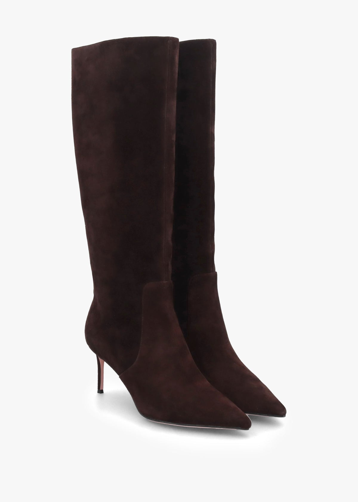 Saffia Brown Suede Slim Heel Knee Boots
