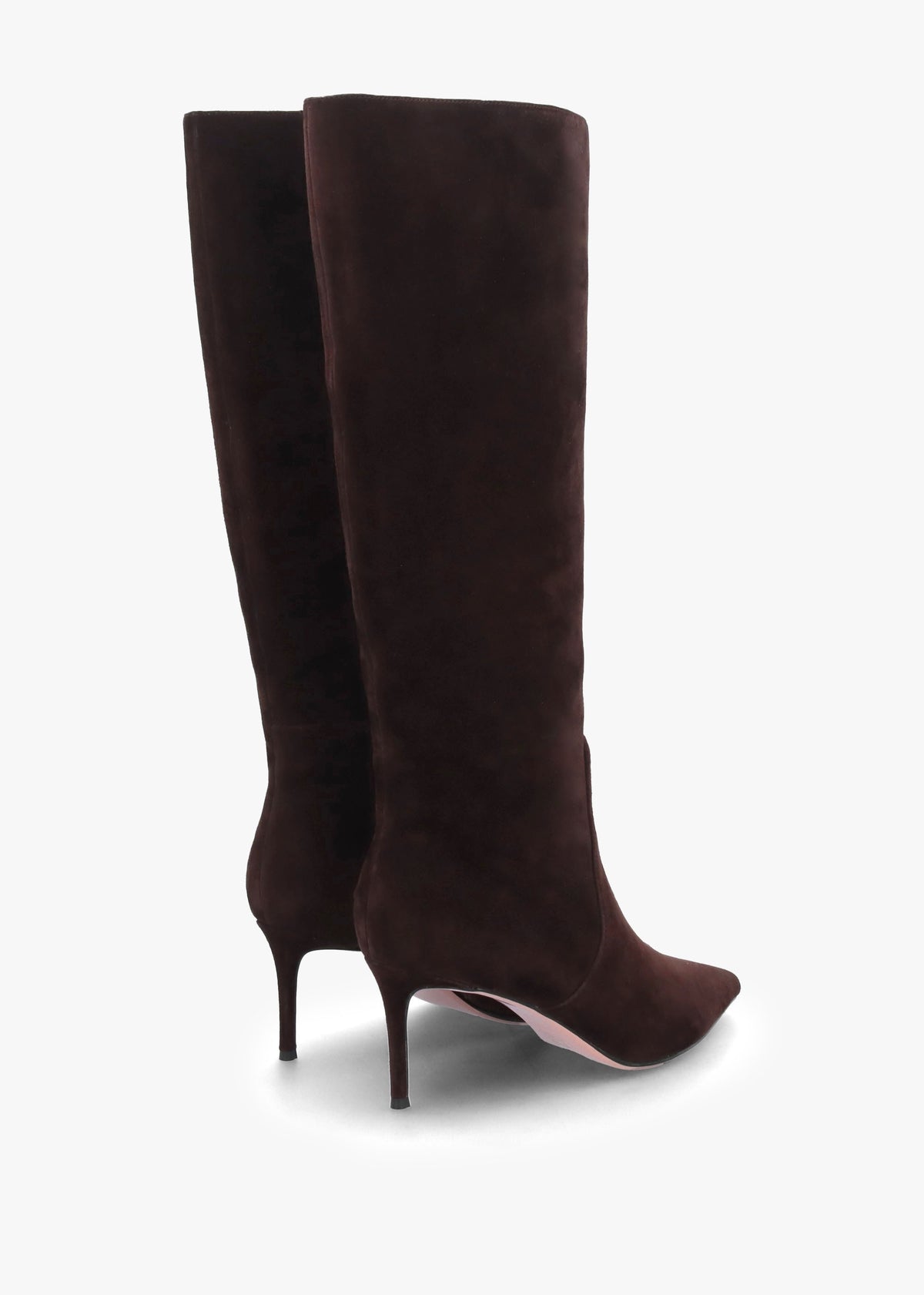 Saffia Brown Suede Slim Heel Knee Boots
