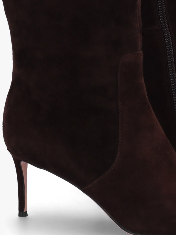 Saffia Brown Suede Slim Heel Knee Boots