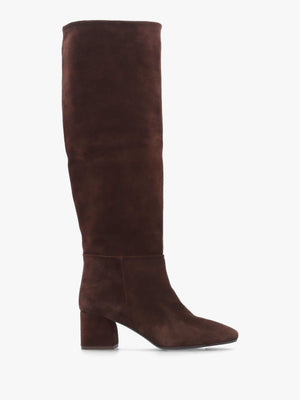 Lala Brown Suede Mid-Block Heel Knee Boots