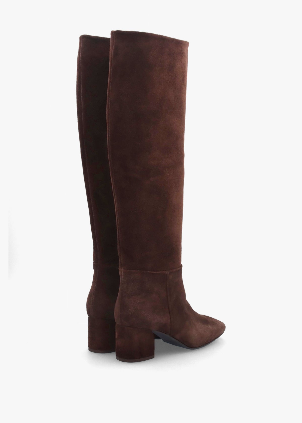 Lala Brown Suede Mid-Block Heel Knee Boots