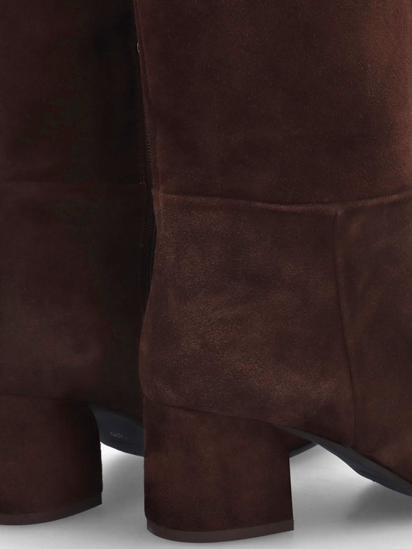 Lala Brown Suede Mid-Block Heel Knee Boots