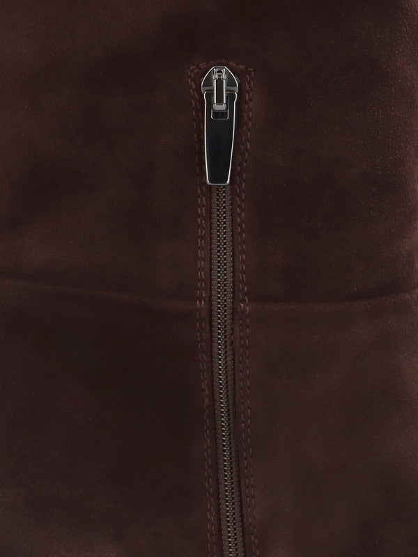 Lala Brown Suede Mid-Block Heel Knee Boots