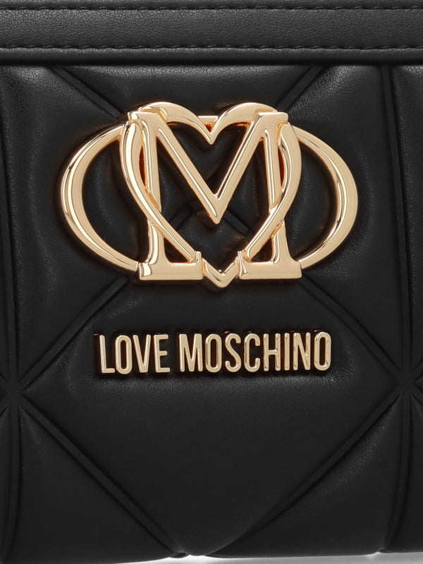 Large Heart Logo Quilted Pillow Nero Purse