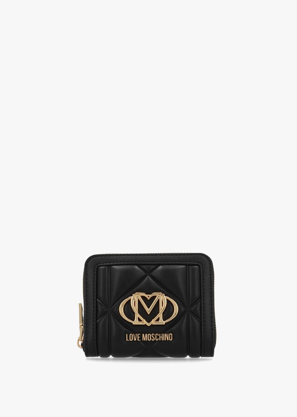 Heart Logo Quilted Pillow Nero Purse