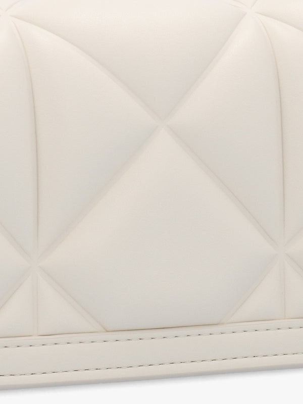 Mini Heart Logo Quilted Pillow Avorio Cross-Body Bag