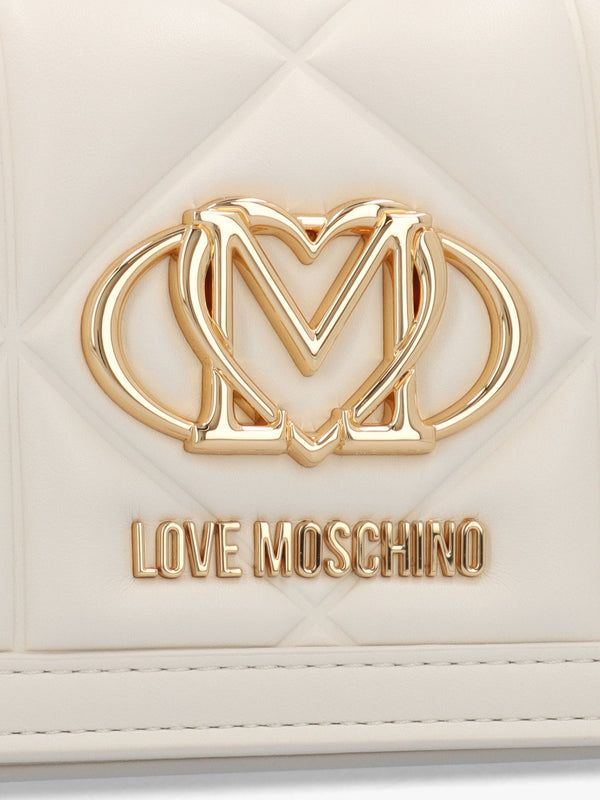 Mini Heart Logo Quilted Pillow Avorio Cross-Body Bag