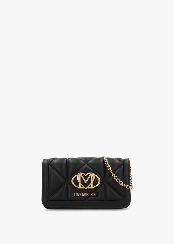 Mini Heart Logo Quilted Pillow Nero Cross-Body Bag