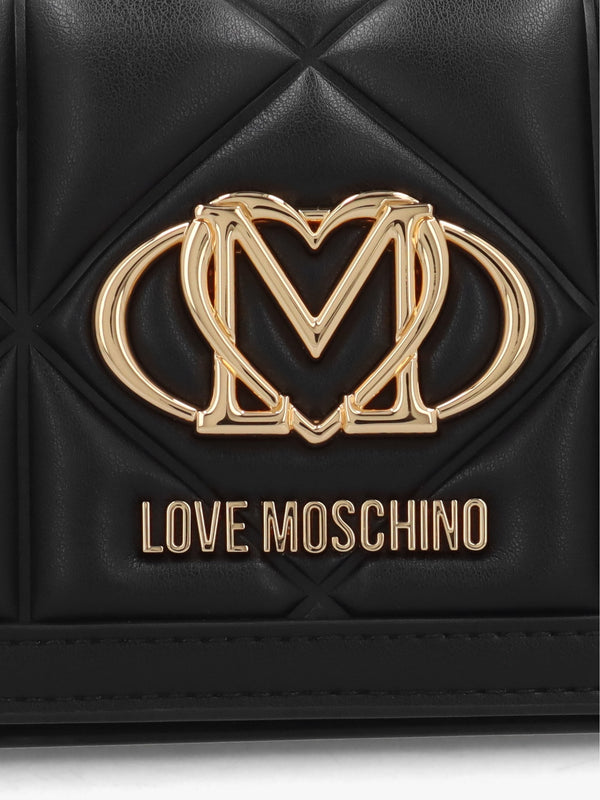 Mini Heart Logo Quilted Pillow Nero Cross-Body Bag