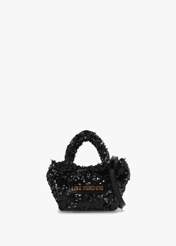Sequin Nero Top Handle Bag