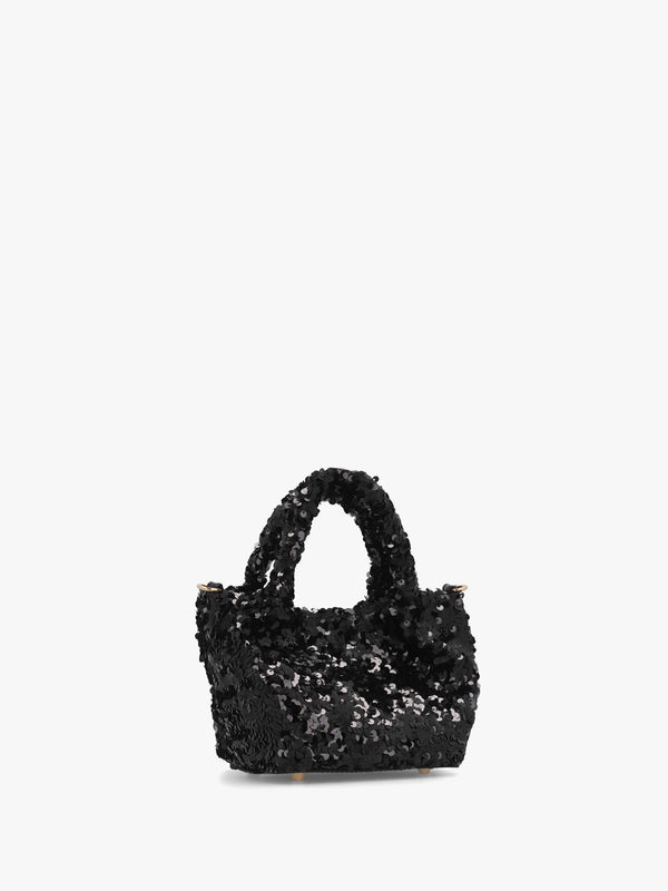 Sequin Nero Top Handle Bag