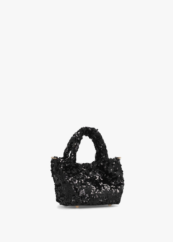 Sequin Nero Top Handle Bag