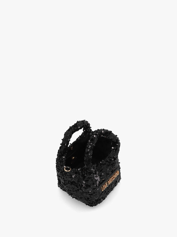 Sequin Nero Top Handle Bag