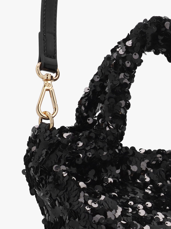 Sequin Nero Top Handle Bag