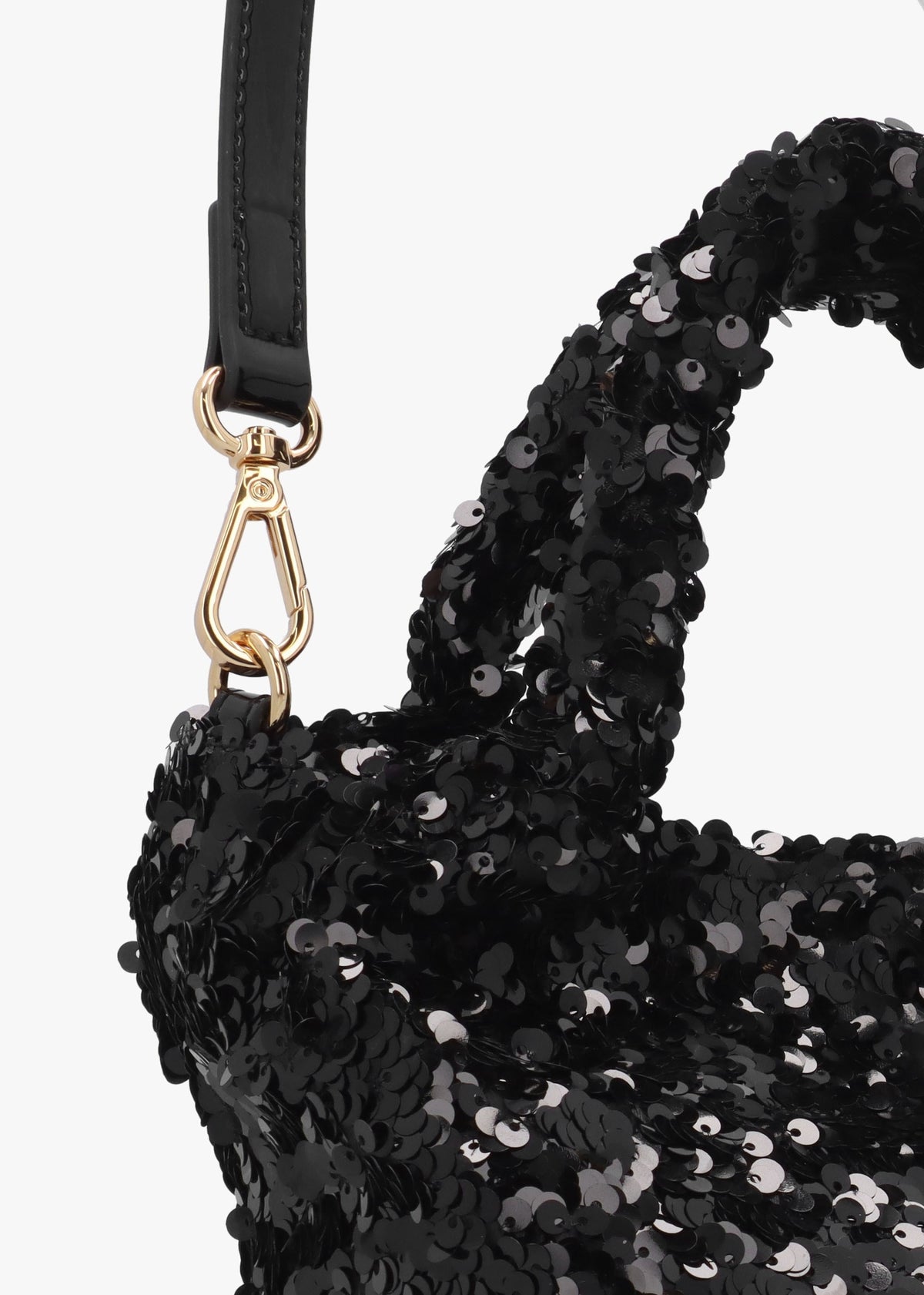 Sequin Nero Top Handle Bag