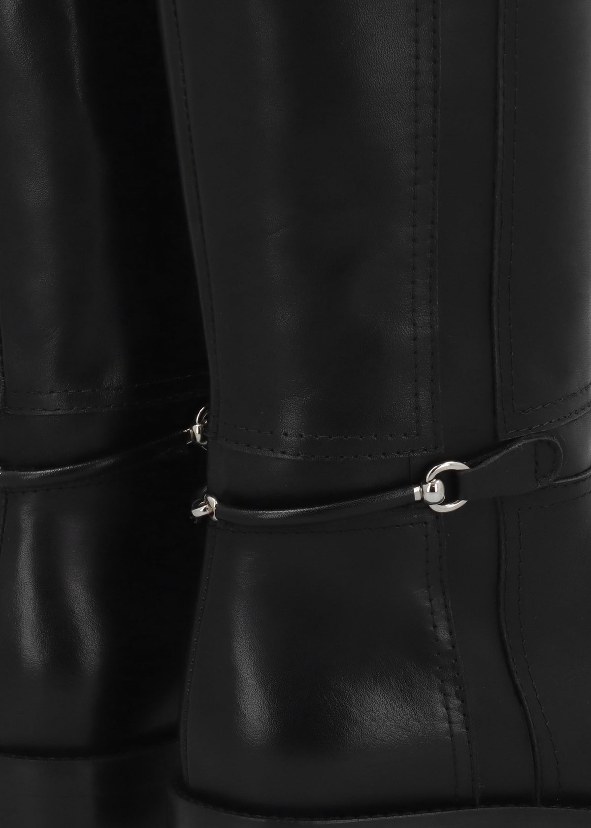 Neve Black Leather Ankle Strap Riding Boots
