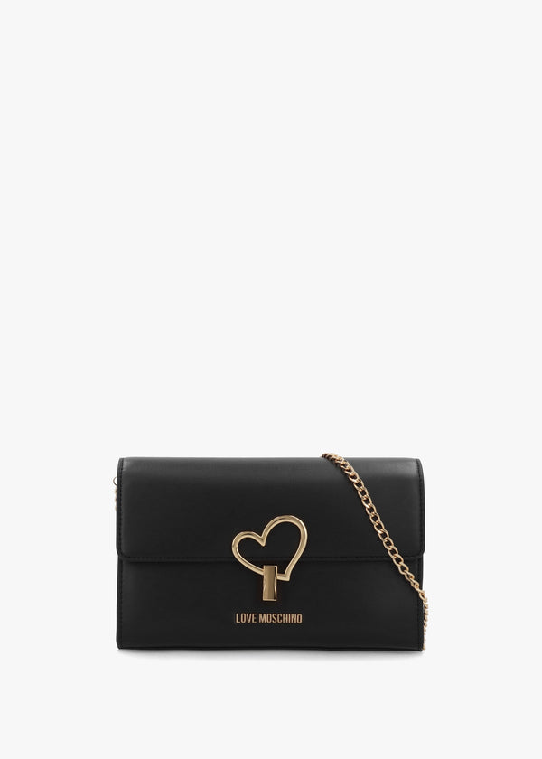 Heart Clasp Nero Shoulder Bag