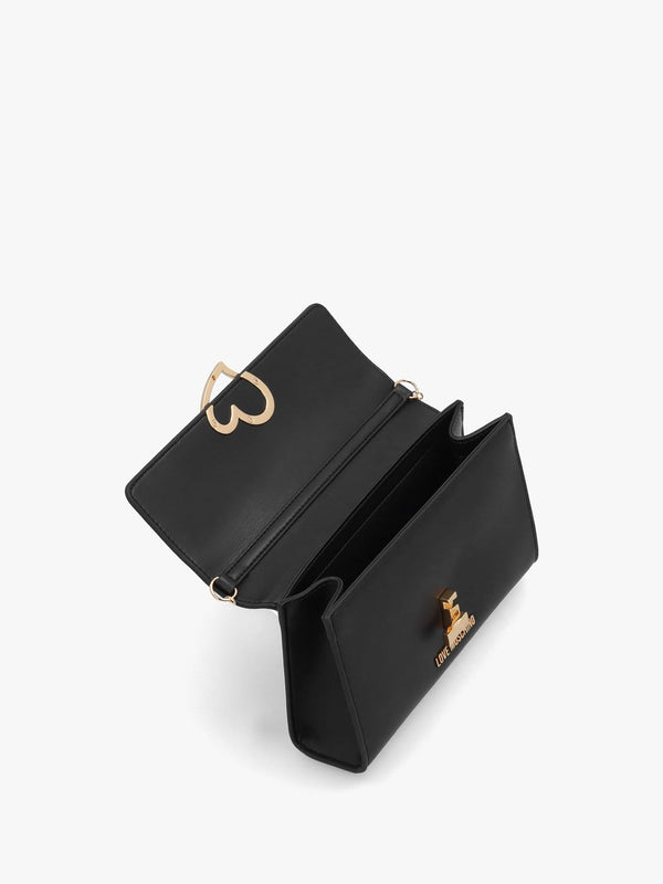 Heart Clasp Nero Shoulder Bag