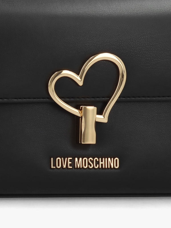 Heart Clasp Nero Shoulder Bag