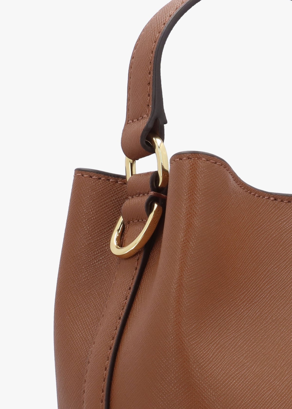 Small Crosshatch Reese Lauren Tan Leather Bucket Bag