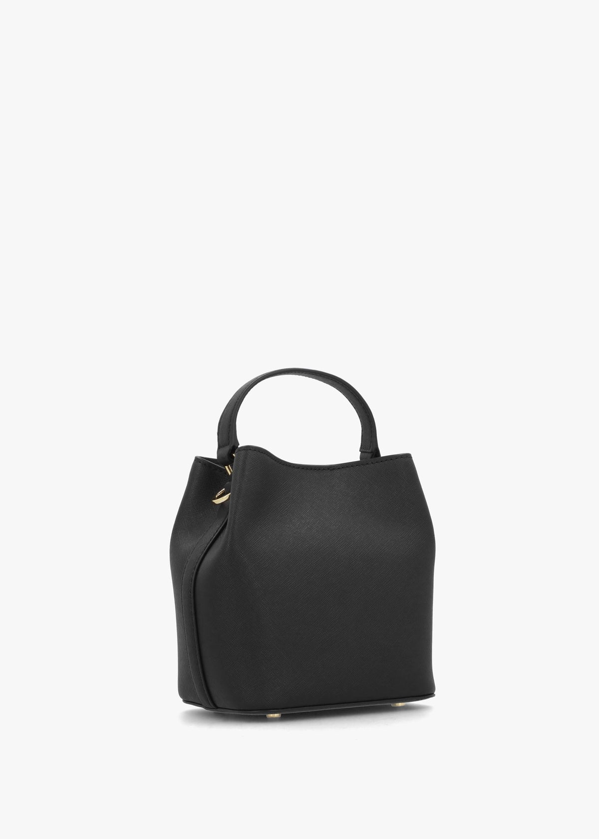 Small Crosshatch Reese Black Leather Bucket Bag