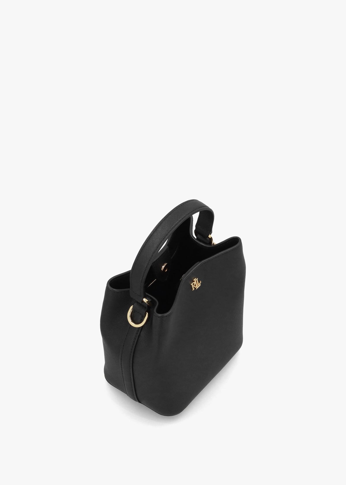 Small Crosshatch Reese Black Leather Bucket Bag