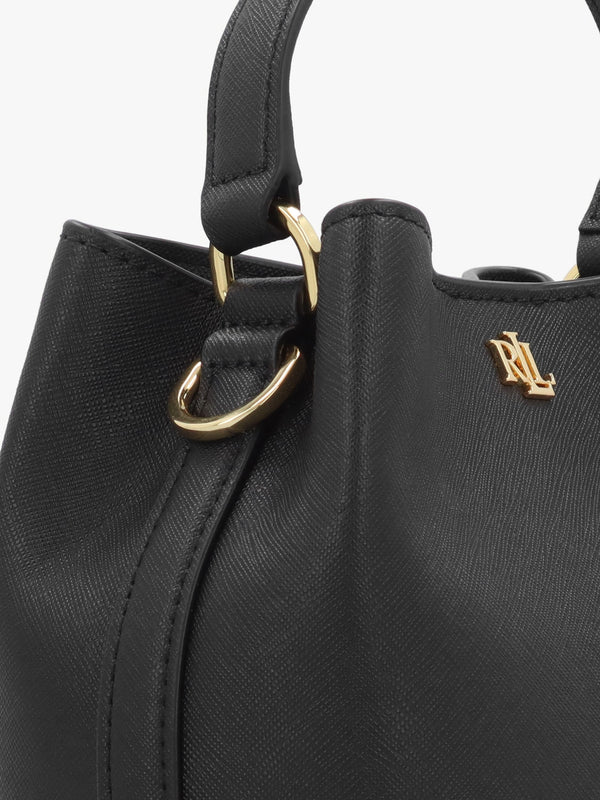 Small Crosshatch Reese Black Leather Bucket Bag