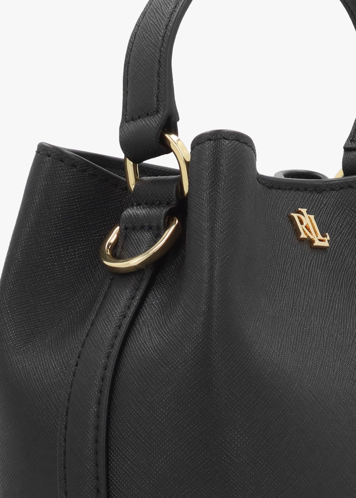 Small Crosshatch Reese Black Leather Bucket Bag