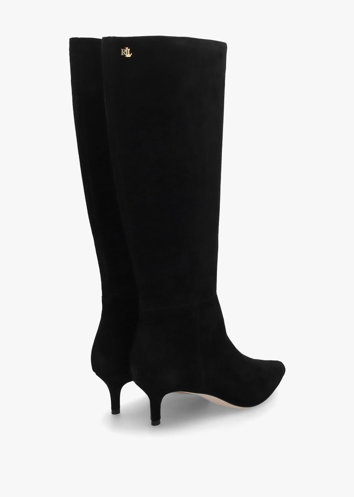 McKay Tall Black Suede Kitten Heeled Knee Boots