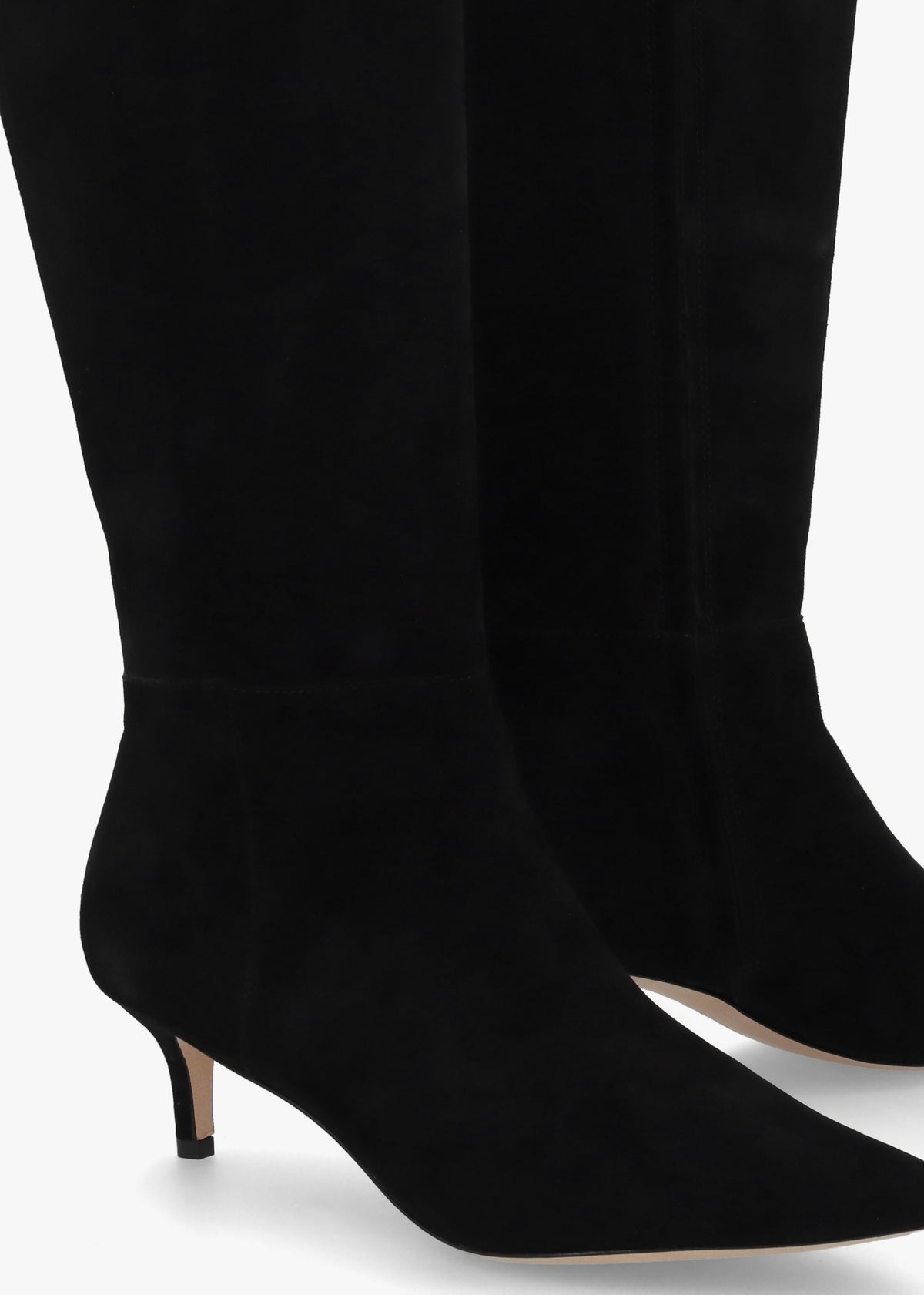 McKay Tall Black Suede Kitten Heeled Knee Boots