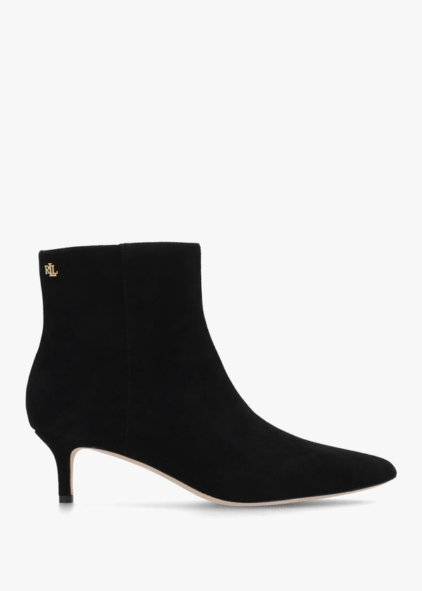 McKay Black Suede Heeled Ankle Boots