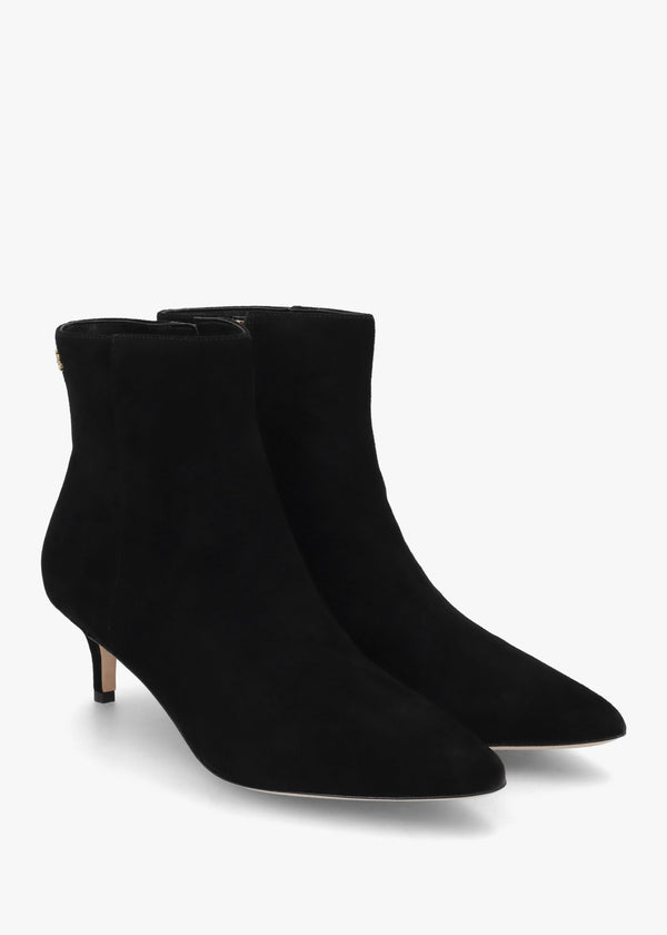 McKay Black Suede Heeled Ankle Boots