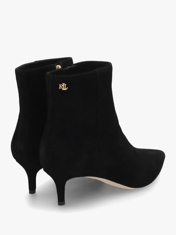 McKay Black Suede Heeled Ankle Boots