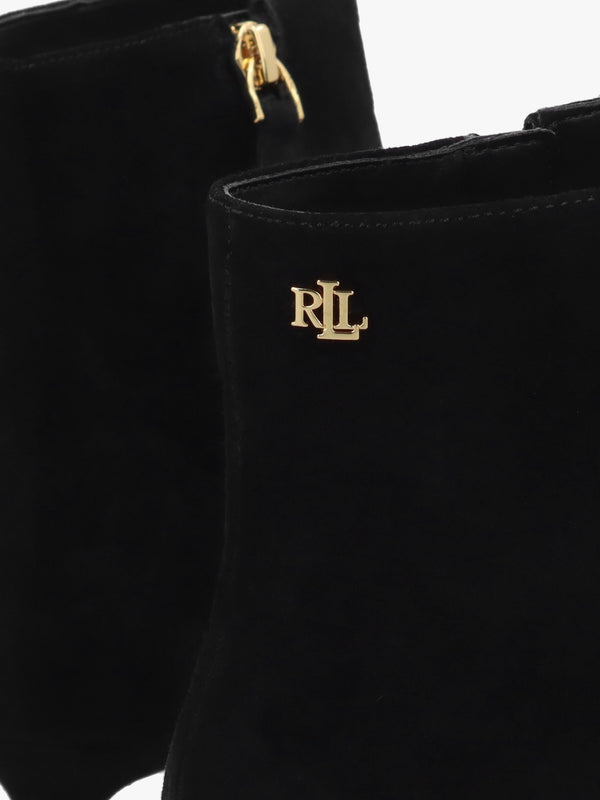 McKay Black Suede Heeled Ankle Boots