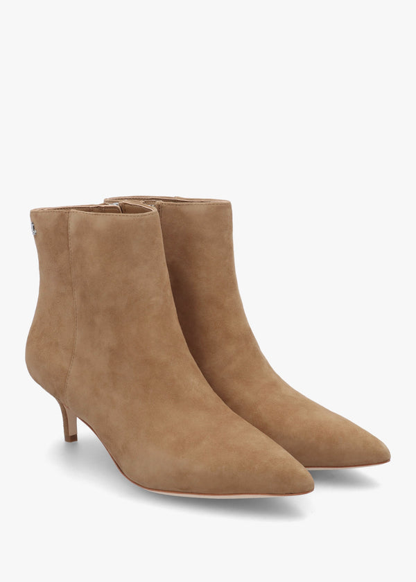 McKay Camel Suede Heeled Ankle Boots