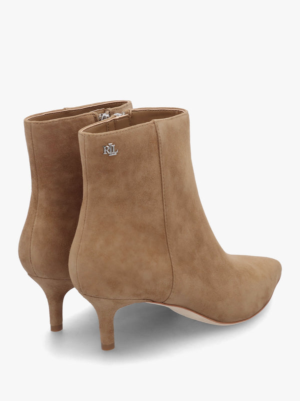 McKay Camel Suede Heeled Ankle Boots