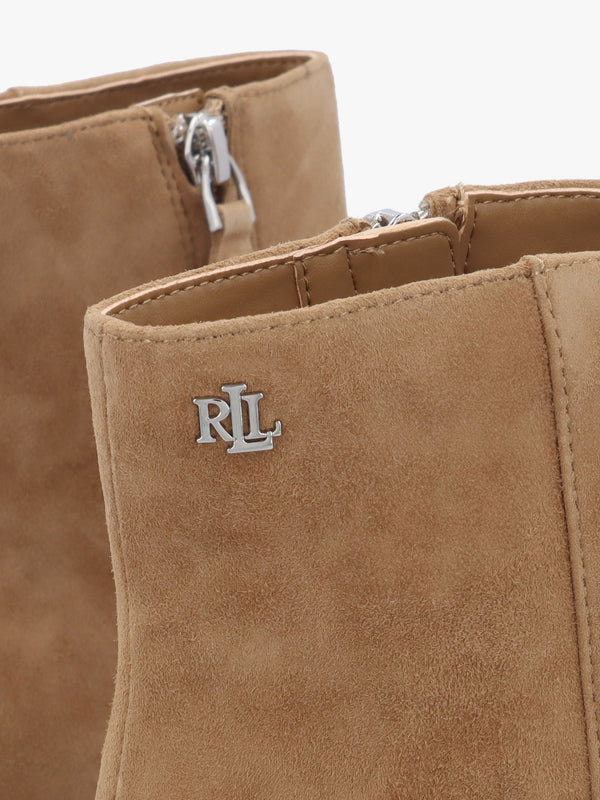 McKay Camel Suede Heeled Ankle Boots
