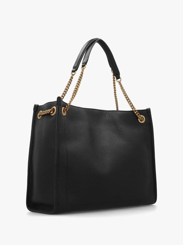 Large Bradley Black Leather Shopper Tote Bag