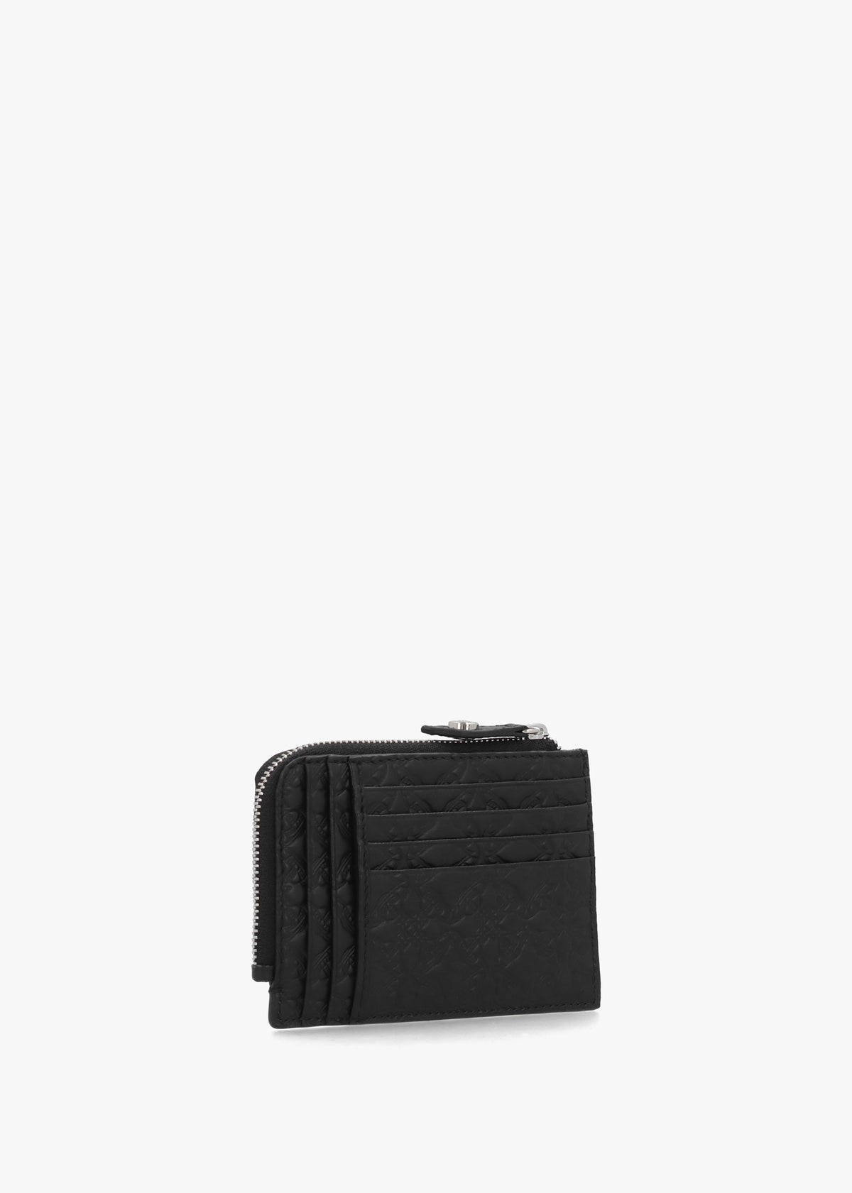 Orborama Jacquard Black Leather Card Holder With Zip