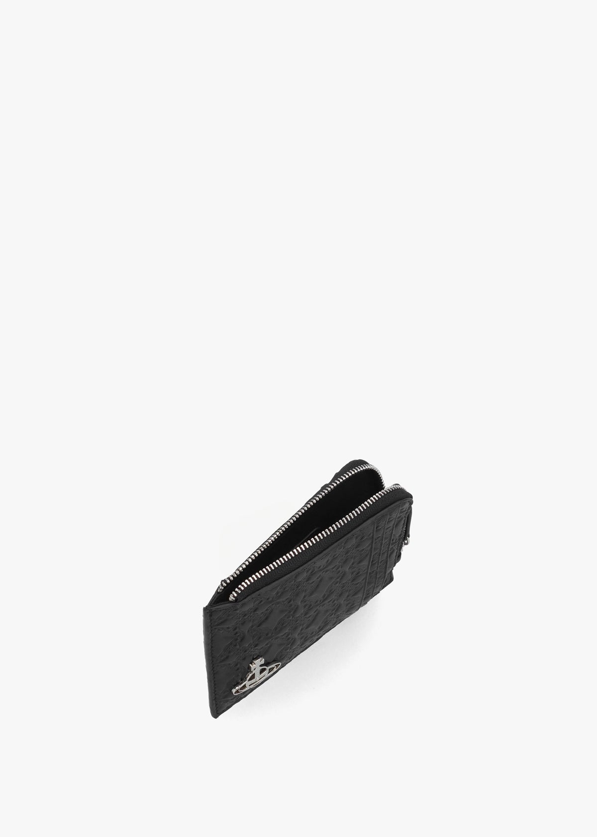 Orborama Jacquard Black Leather Card Holder With Zip