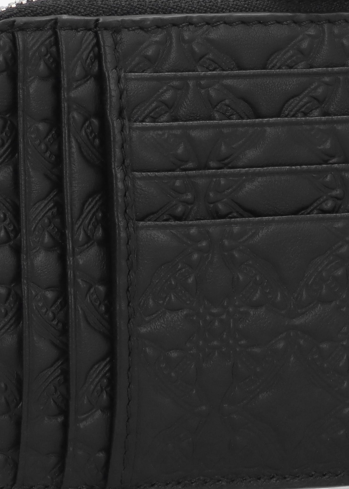 Orborama Jacquard Black Leather Card Holder With Zip