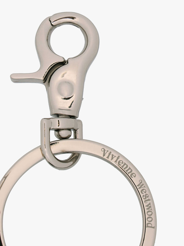 Hammered Silver & Black Orb Keyring