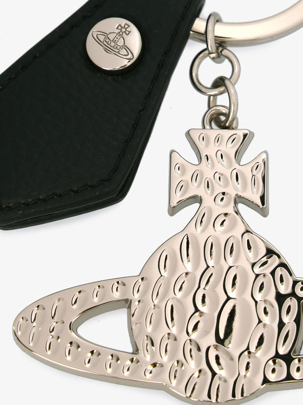 Hammered Silver & Black Orb Keyring