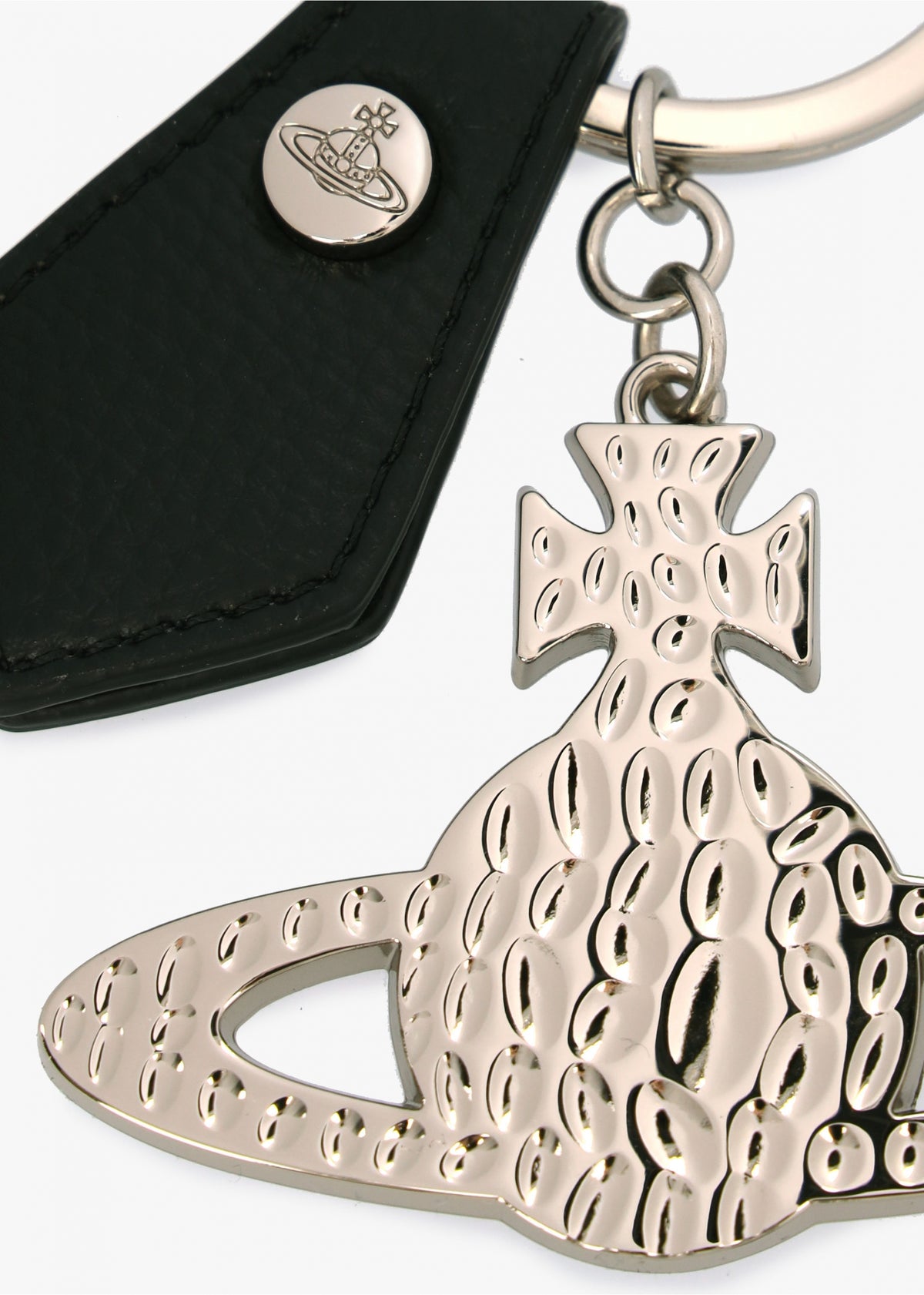 Hammered Silver & Black Orb Keyring