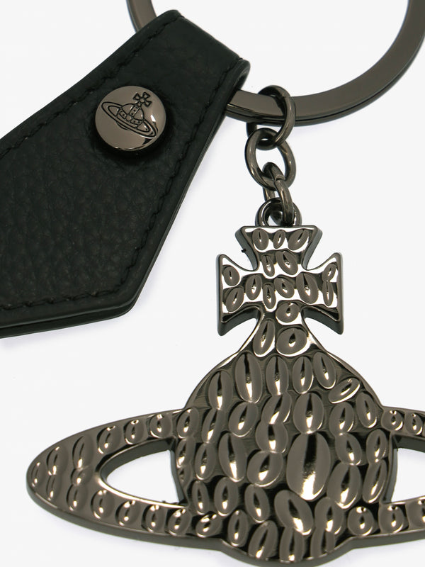 Hammered Gunmetal & Black Orb Keyring