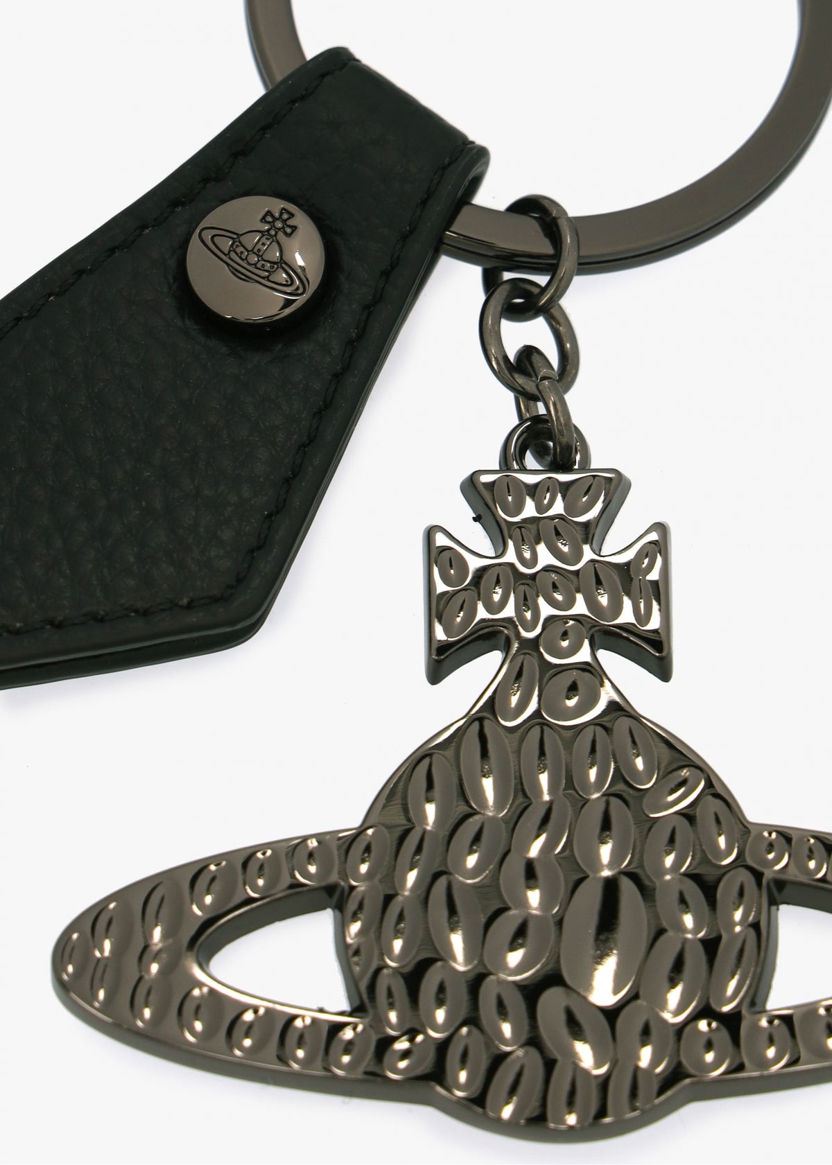 Hammered Gunmetal & Black Orb Keyring