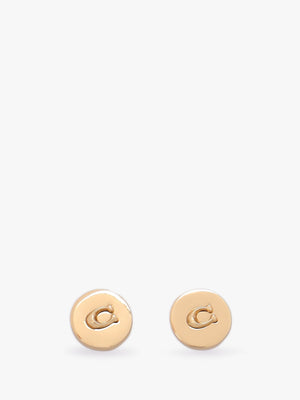 C Logo Gold Round Stud Earrings