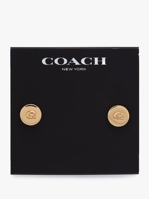 C Logo Gold Round Stud Earrings